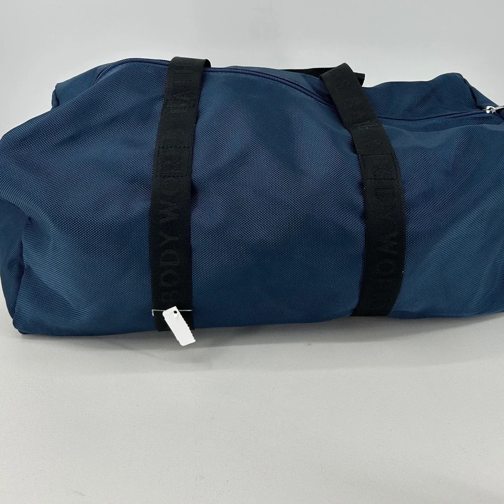 Bath & Body Works Navy Blue Duffel Bag Logo Strap Weekender Travel Gym Bag NEW